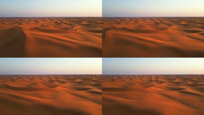 浩瀚沙海-夕阳下金色的腾格里沙漠