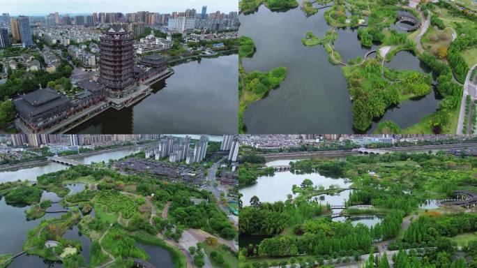 [4K]航拍素材.眉山东坡城市湿地