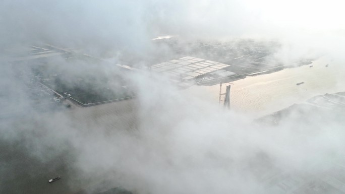 云雾中的桥梁 洪奇门主桥 南中高速