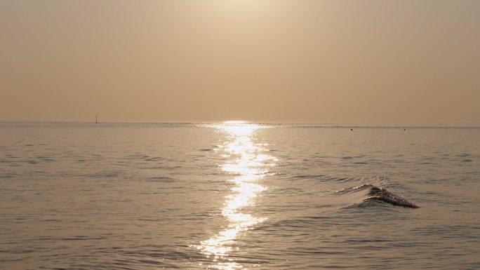 唯美浪漫海面水面日出日落波光粼粼