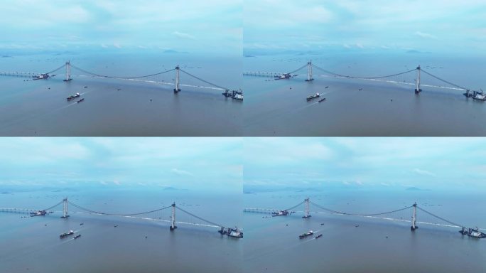 【超清航拍】合龙后的深中通道伶仃洋大桥