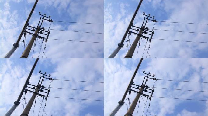 天空流云电线杆延时