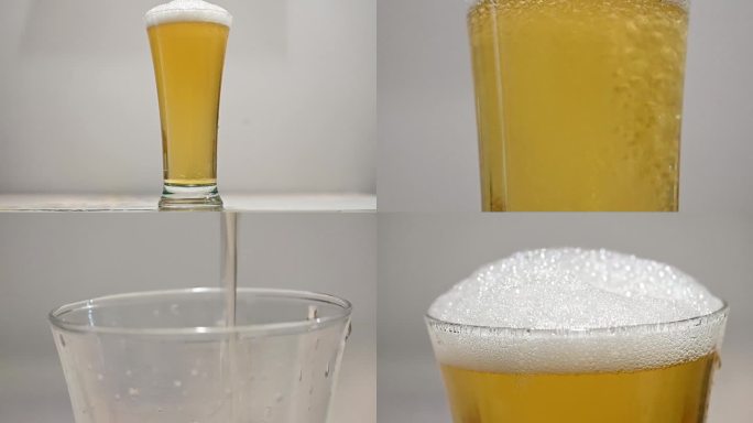 啤酒倒酒碰杯泡沫-唯美升格慢镜头