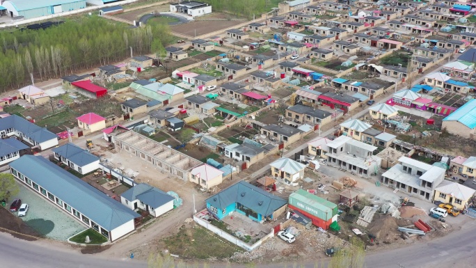 航拍伊犁昭苏新疆建设兵团七七团居民小区