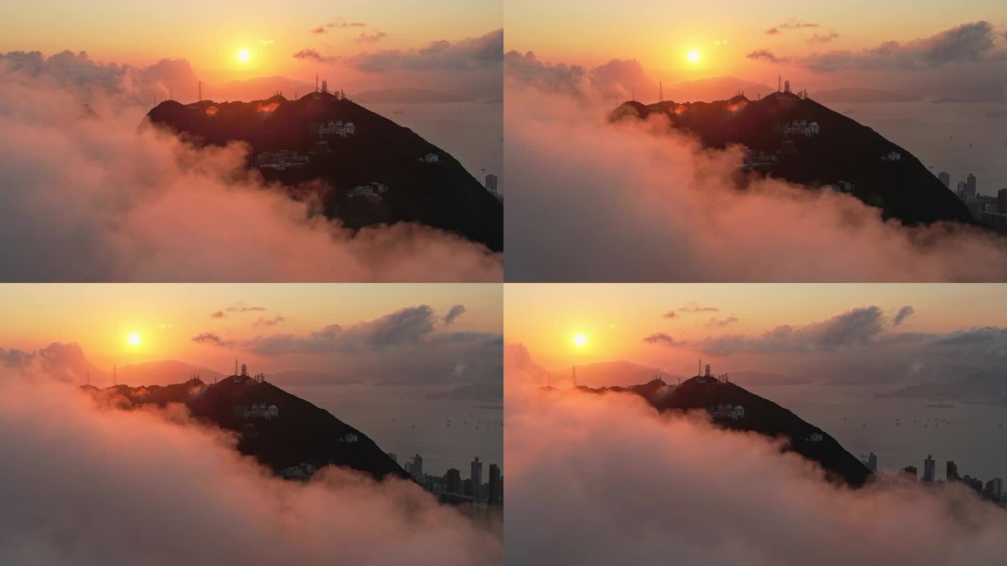 香港太平山日落云海