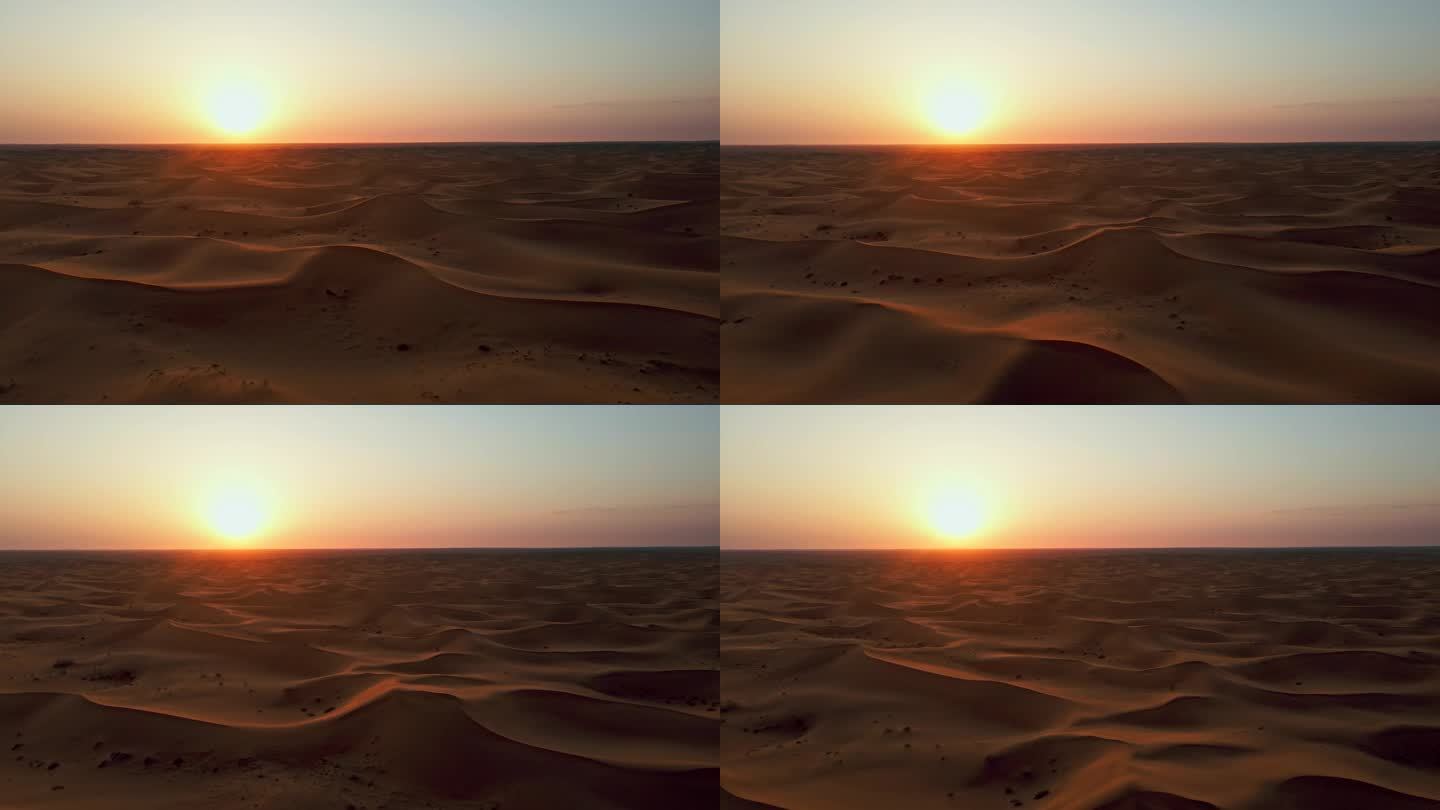金色夕阳下的腾格里沙漠-无边的沙漠