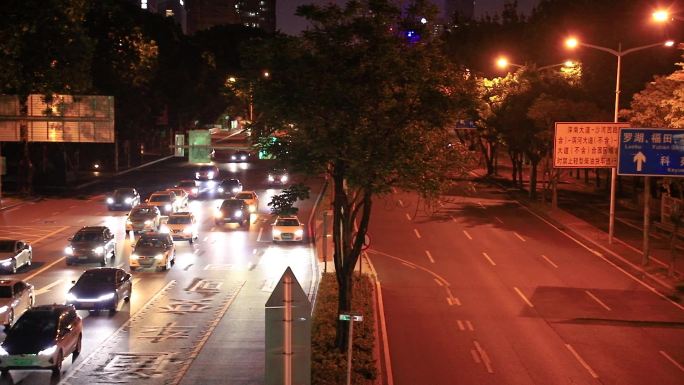 城市夜景车流 夜景人流 白领下班