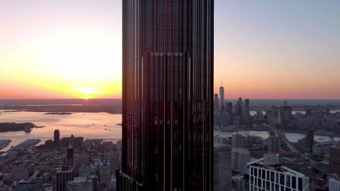 4K城市航拍纽约布鲁克林塔曼哈顿摩天大楼