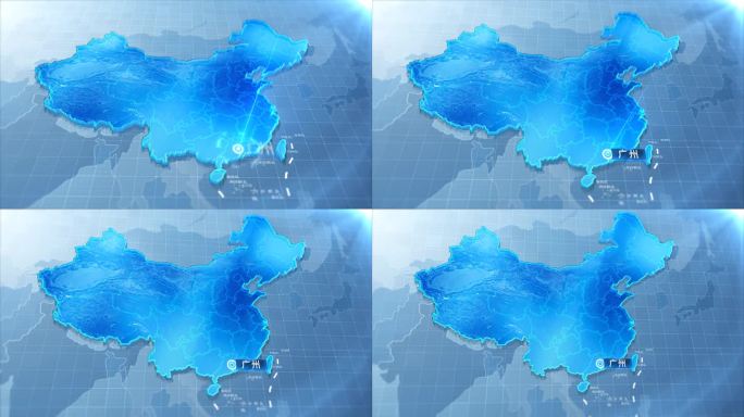 原创中国地图光线广州展示