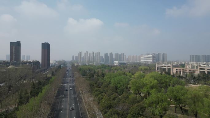 雨后天晴城市景观通用航拍素材