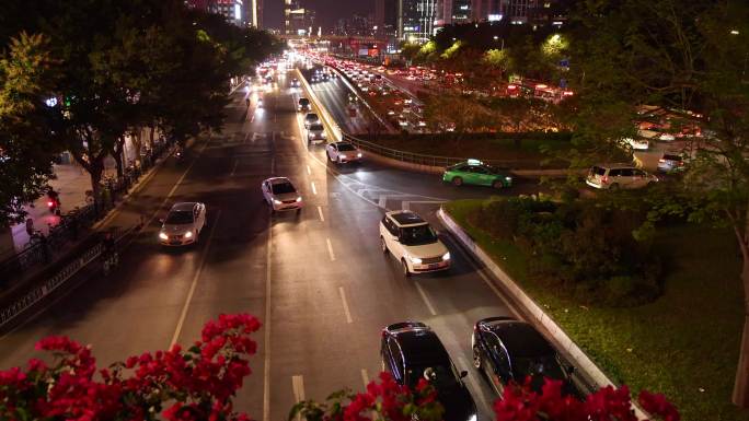 广州晚上车流城市速度车水马龙