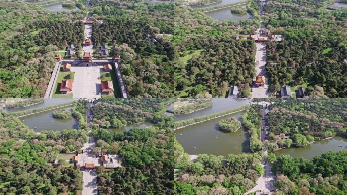 中国辽宁沈阳北陵公园清昭陵航拍