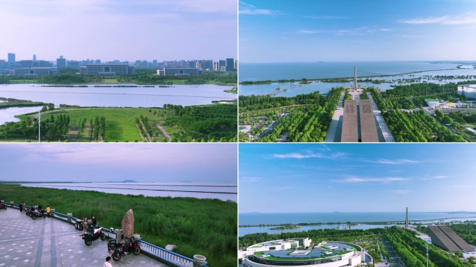 巢湖岸边安徽省府中轴线巢湖大美风光