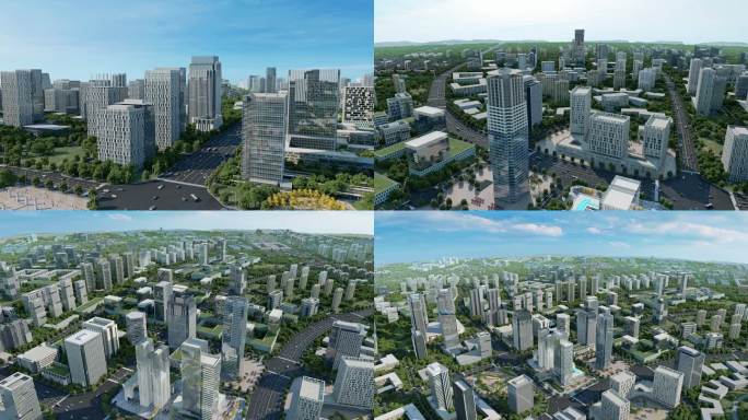 城市生长建筑生长城市发展城市日景动画