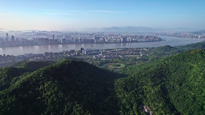 杭州群山 日出江面 钱江一桥