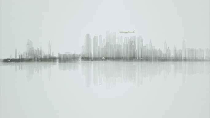 城市 城市背景 简约城市 镜像城市 飞机