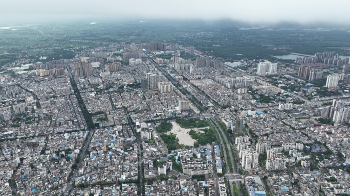 航拍合浦县城市空镜