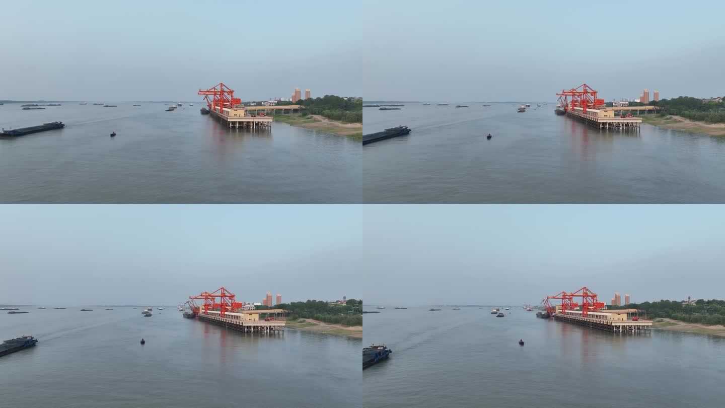 九江万吨级码头航拍视频
