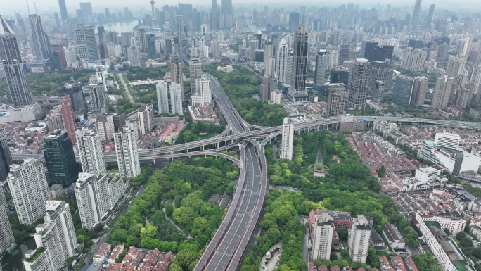 4K上海高架桥城市航拍