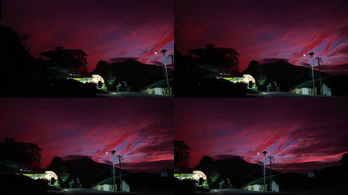 台风来临前的紫红色天空4k