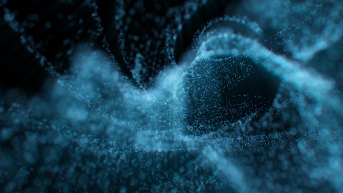 蓝色舞动的科技感粒子3D渲染