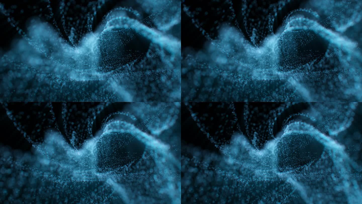 蓝色舞动的科技感粒子3D渲染