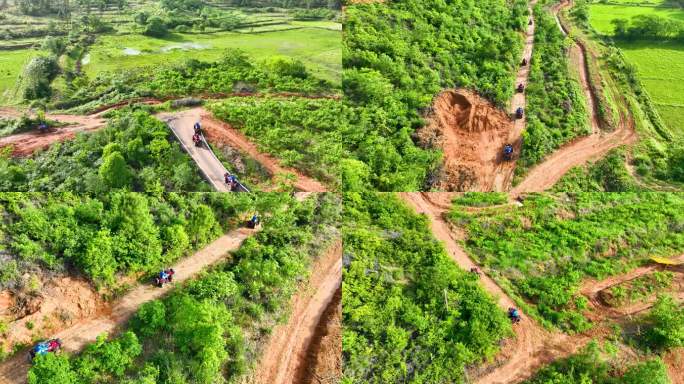 4K航拍沙山地越野车游玩体验