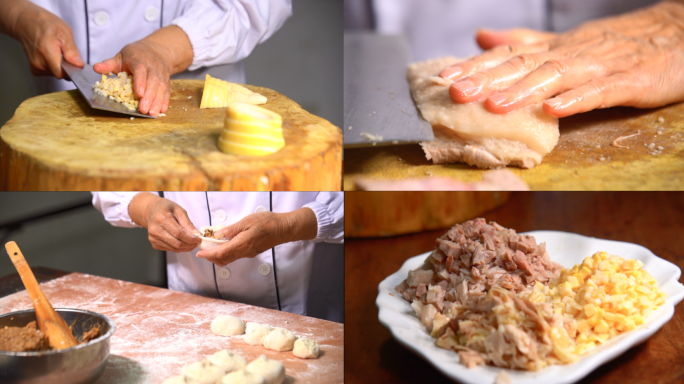 淮扬菜美食富春茶社三丁包制作过程