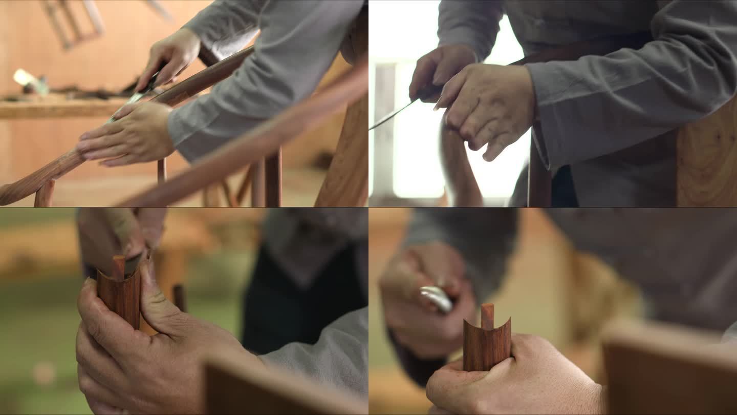 木工师傅制作木椅
