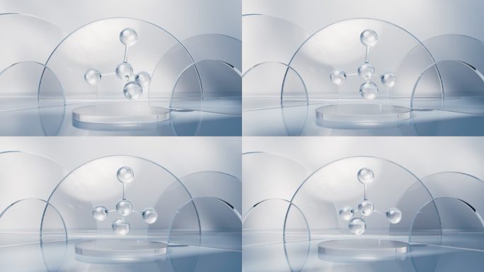 透明分子生物科技护肤品概念3D渲染