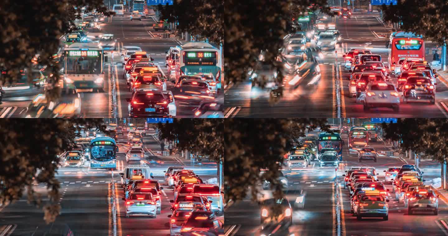 城市街道车流延时摄影4K空镜宣传素材