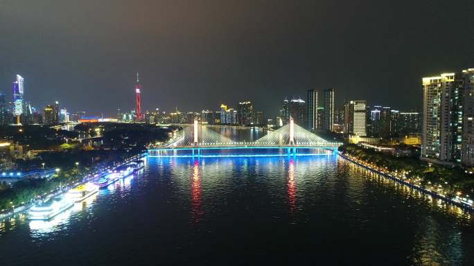 广州海印桥眺望广州塔素材