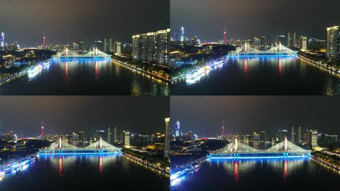广州海印桥眺望广州塔素材