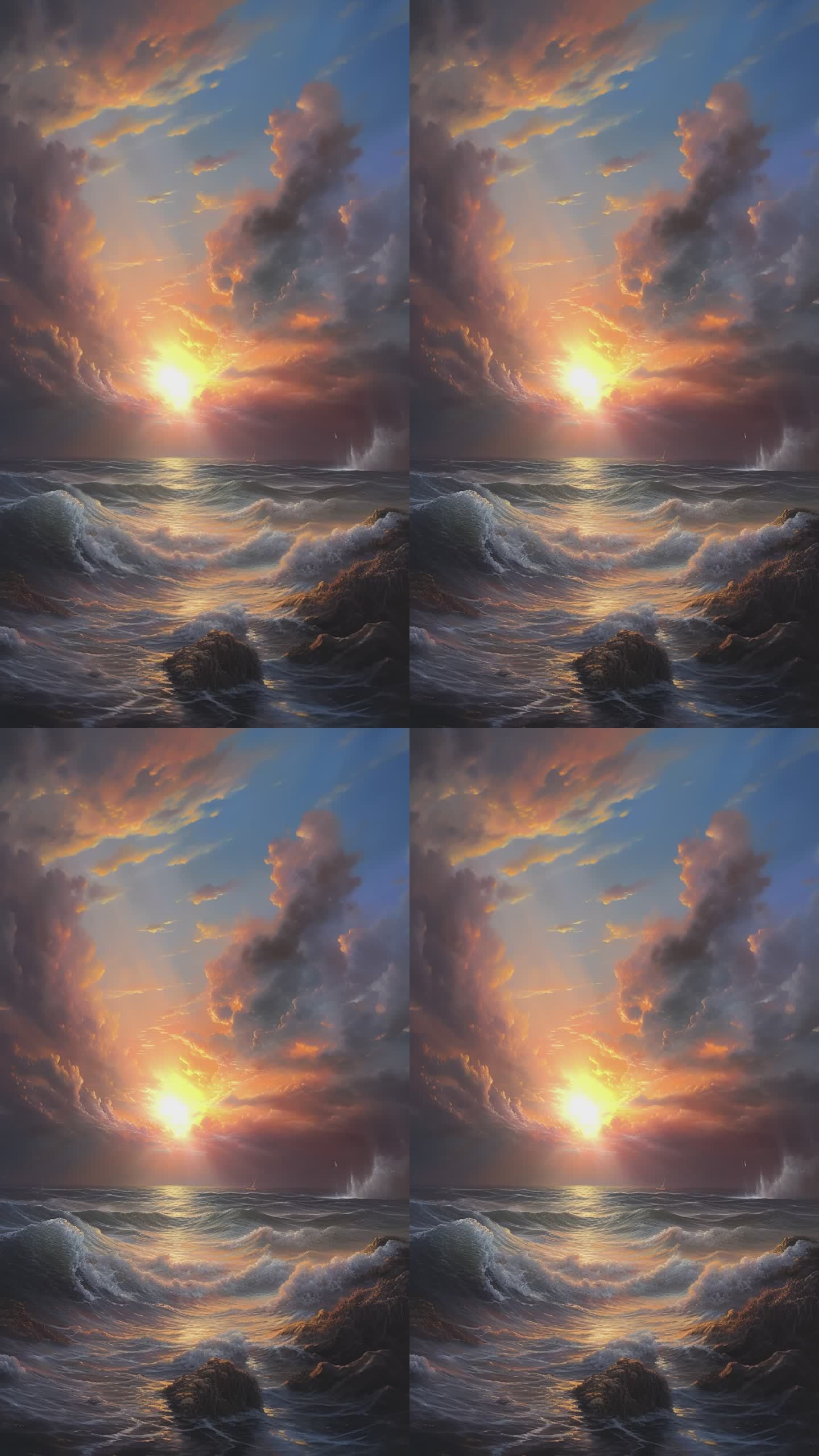 夕阳大海海浪