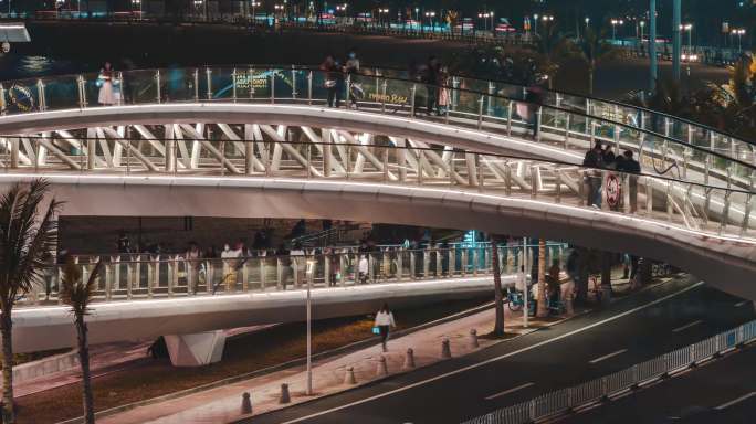 珠海城市广场夜景车流人流繁华延时宣传4K