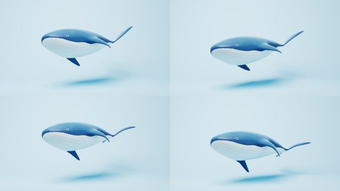 卡通风格鲸鱼海洋动物3D渲染