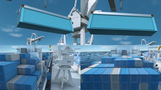 船 货箱 物流 航运 包装科技 概念