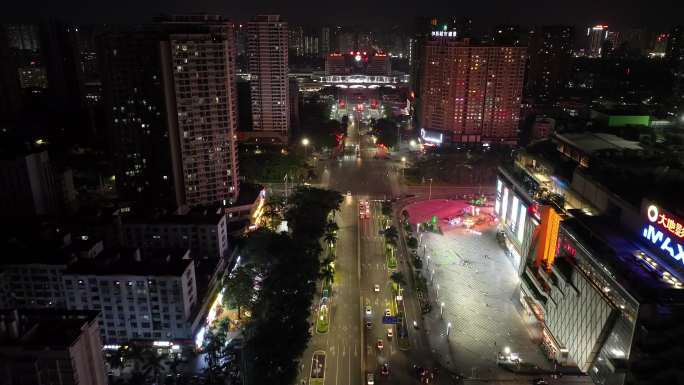 航拍北海城市北海站夜景