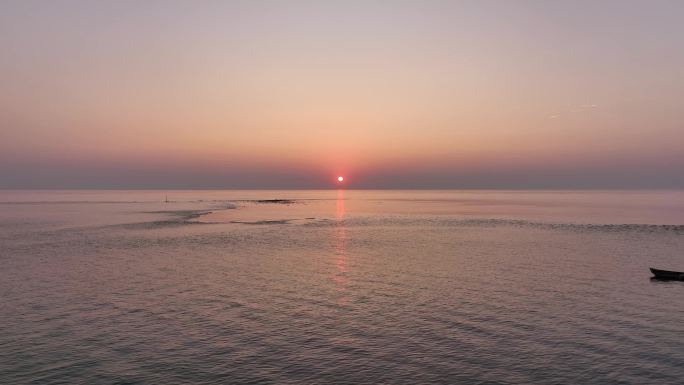4K唯美海上日落日出航拍