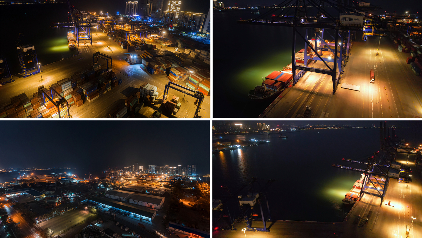 海口港夜景航拍