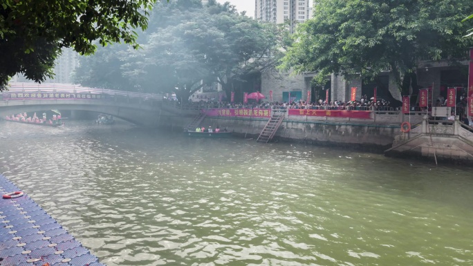 广州天河猎德村端午节龙舟招景盛况