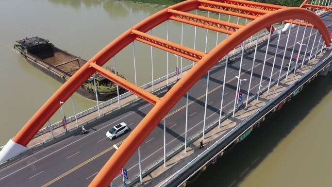 最新航拍宿迁秀强大桥 运河风光 项王桥