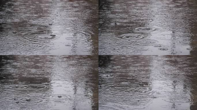 下雨 水坑 水面 波纹 雨滴 雨滴水面