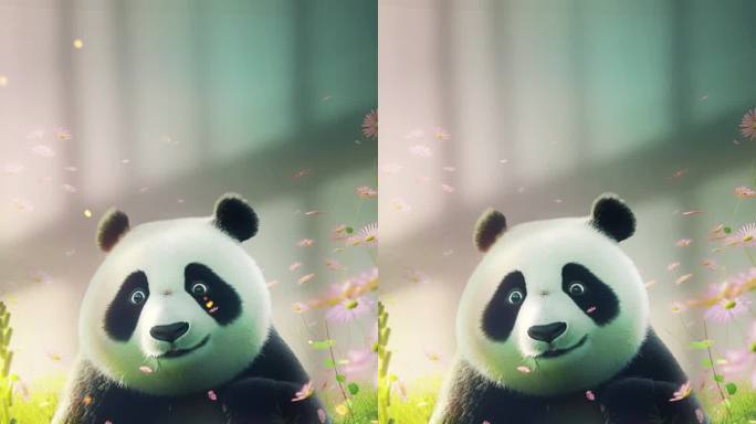 清新护眼草丛熊猫