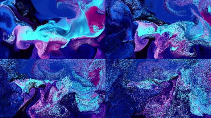 4k粒子流动视觉创意抽象彩色流体画艺术