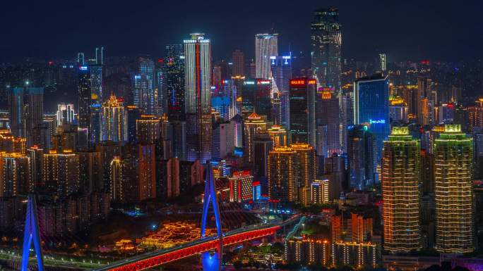 重庆高楼延时摄影夜景