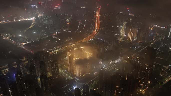 4k深圳龙华云上夜景航拍