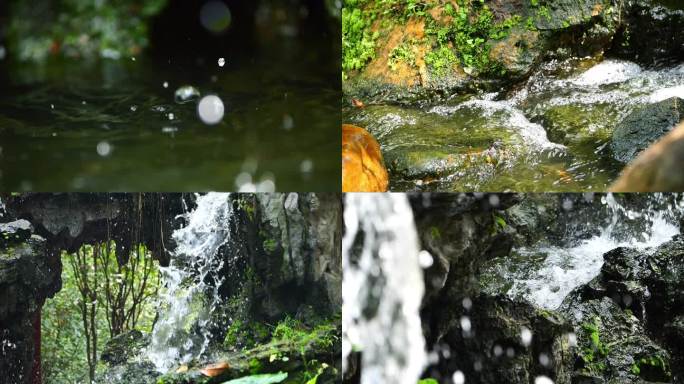 溪水瀑布水滴雨滴1