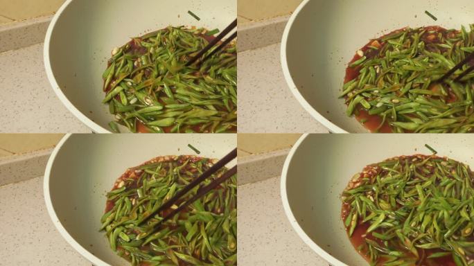 美食制作炒扁豆 (1)