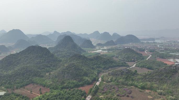 航拍普者黑风景区风光